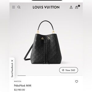 Louis Vuitton NeoNoe MM black empriente leather